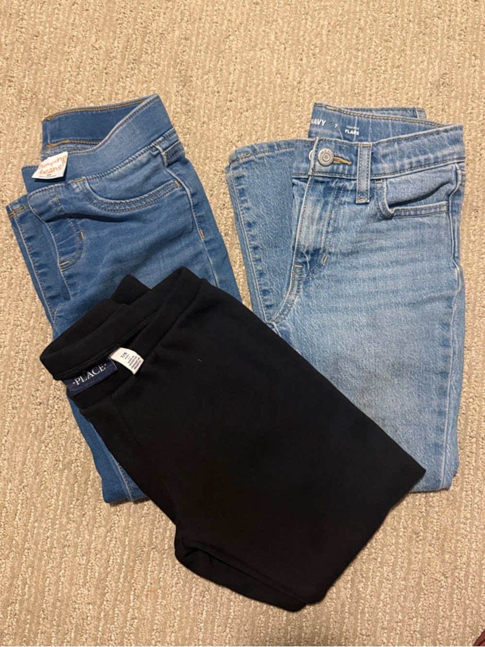 Old Navy Black Jeggings with Light & Medium Blue Jeans Trio